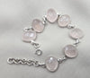 925 Sterling Silver Rose Quartz Natural Gemstone Link Bracelet Handmade Jewelry Gift for Her