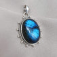 Blue Flash Labradorite 925 Sterling Silver Pendant Boho Necklace