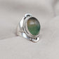 Fluorite Sterling Silver Ring: Green-Gold Crystal, Boho Healing Jewelry