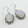 925 SOLID STERLING SILVER NATURAL RAINBOW MOONSTONE GEMSTONE HOOK EARRING
