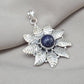 Lapis Lazuli Pendant: 925 Sterling Silver Floral Filigree Necklace