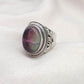 Rainbow Fluorite Ring: 925 Sterling Silver Boho Statement Jewelry