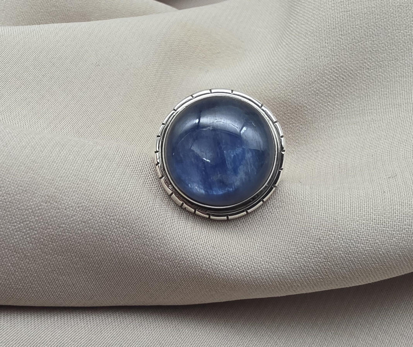Handmade Teardrop Kyanite Sterling Silver Ring: Boho Filigree