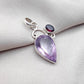 Amethyst Garnet Pendant: Teardrop Sterling Silver Gemstone Jewelry