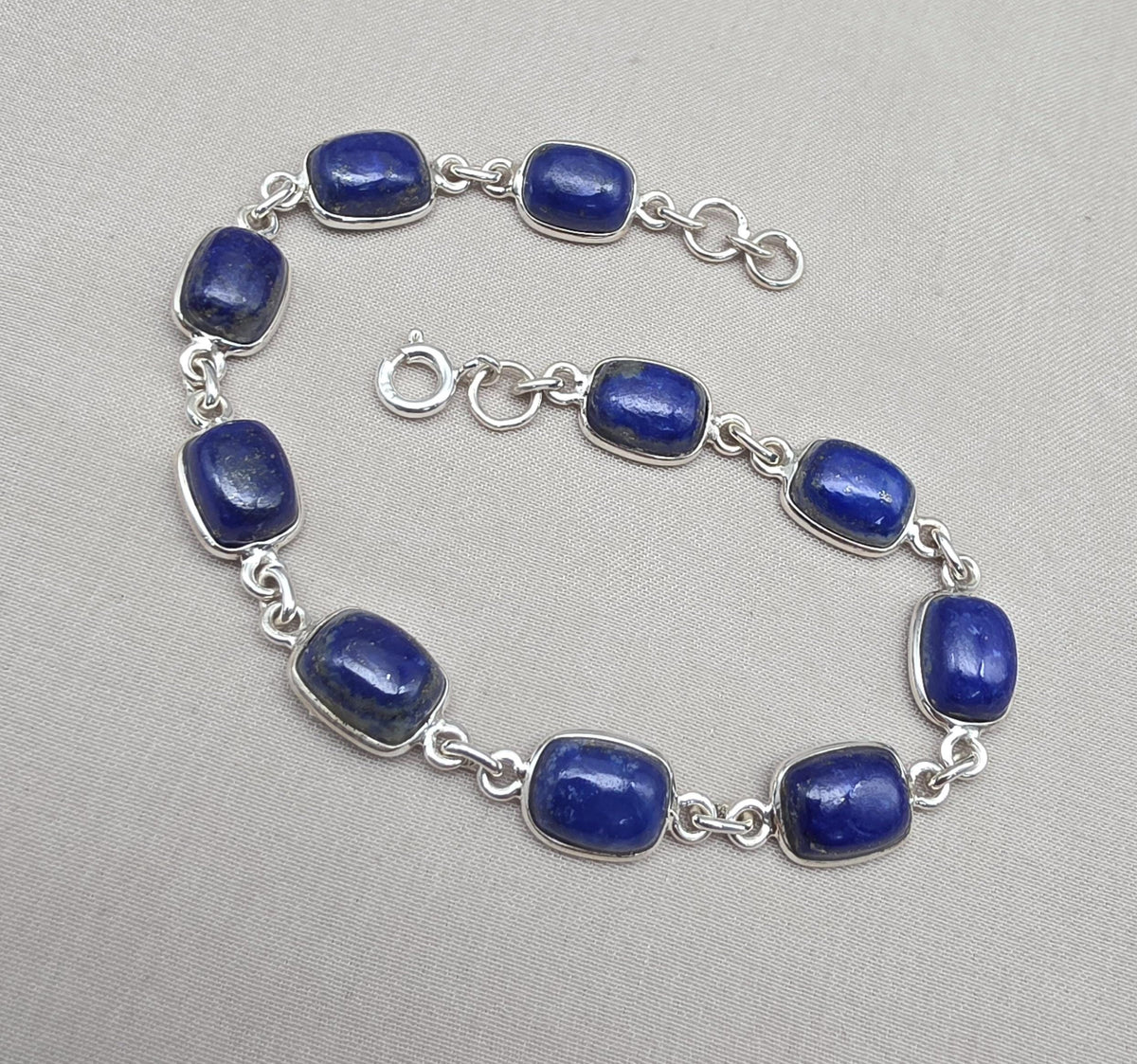 Lapis Lazuli Bracelet 925 Silver Blue Gemstone Jewelry Gift for Her Handmade Statement Bracelet