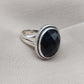Black Onyx Ring: Faceted Oval Gemstone, 925 Sterling Silver, Boho Protection Jewelry