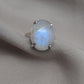Rainbow Moonstone Ring: 925 Sterling Silver, Handmade Boho Jewelry june birthstone