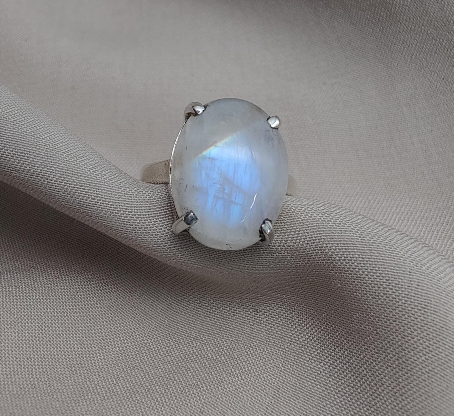 Rainbow Moonstone Ring: 925 Sterling Silver, Handmade Boho Jewelry june birthstone