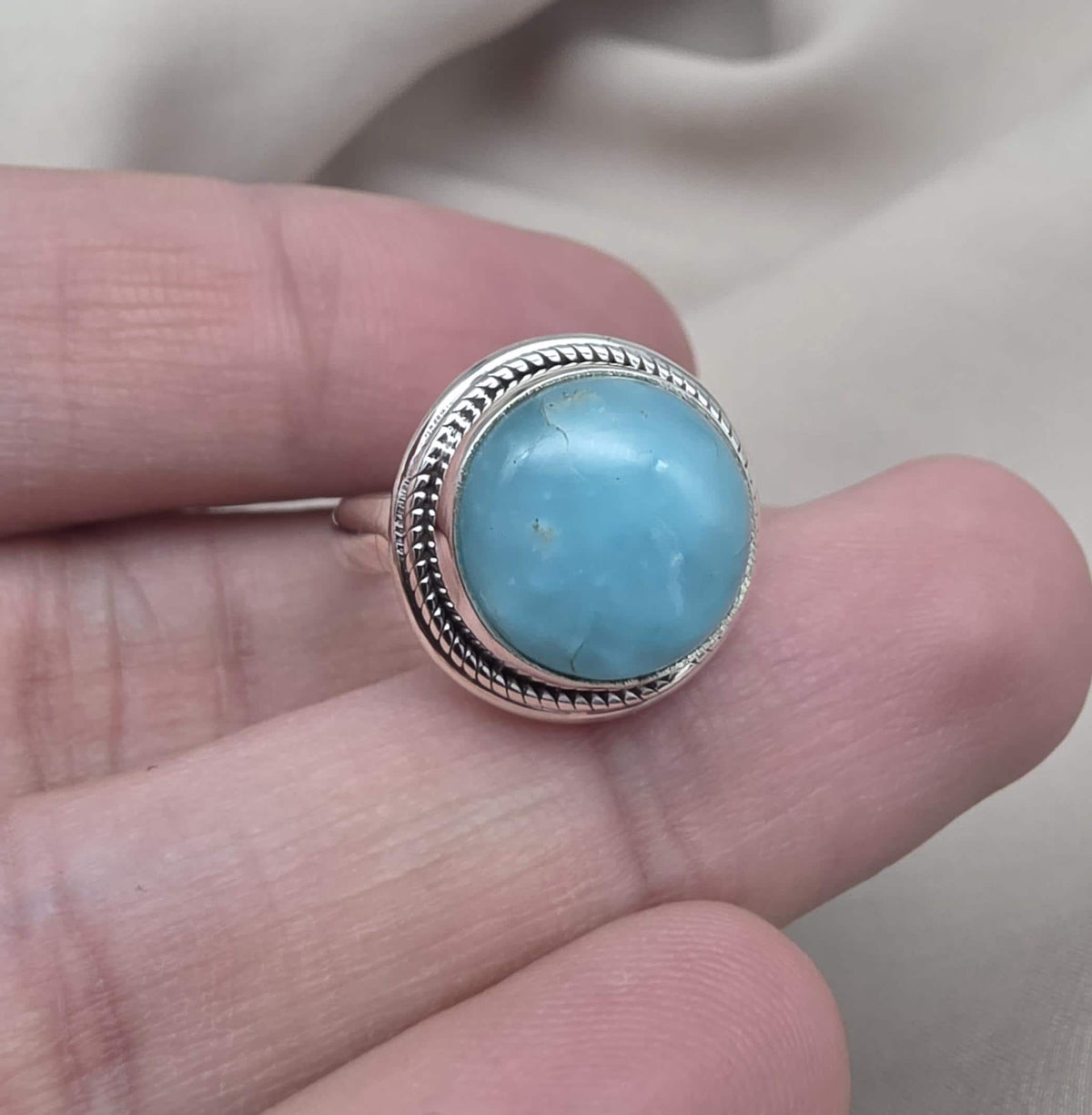 925 Sterling Silver Smithsonite Ring Natural Blue Gemstone Handmade Statement Ring
