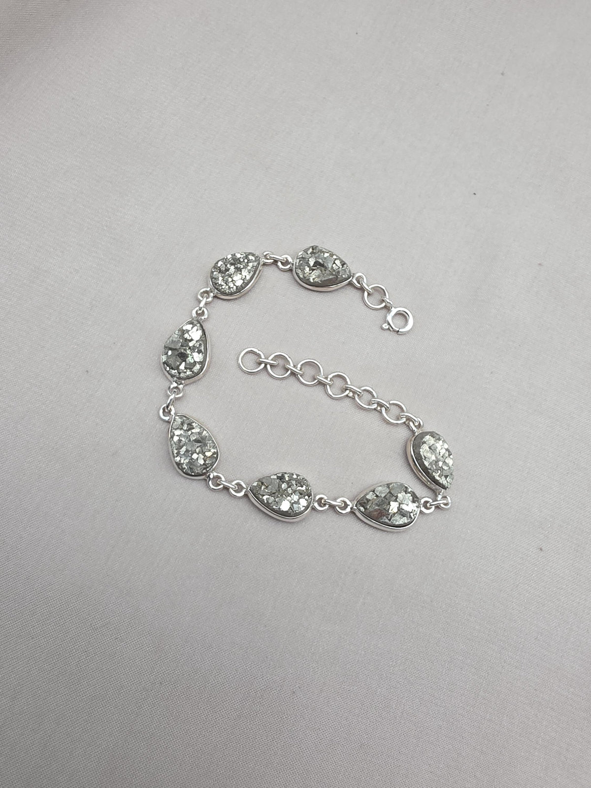 925 Sterling Silver Pyrite Druzy Bracelet Sparkling Gemstone Statement Jewelry Gift for Her