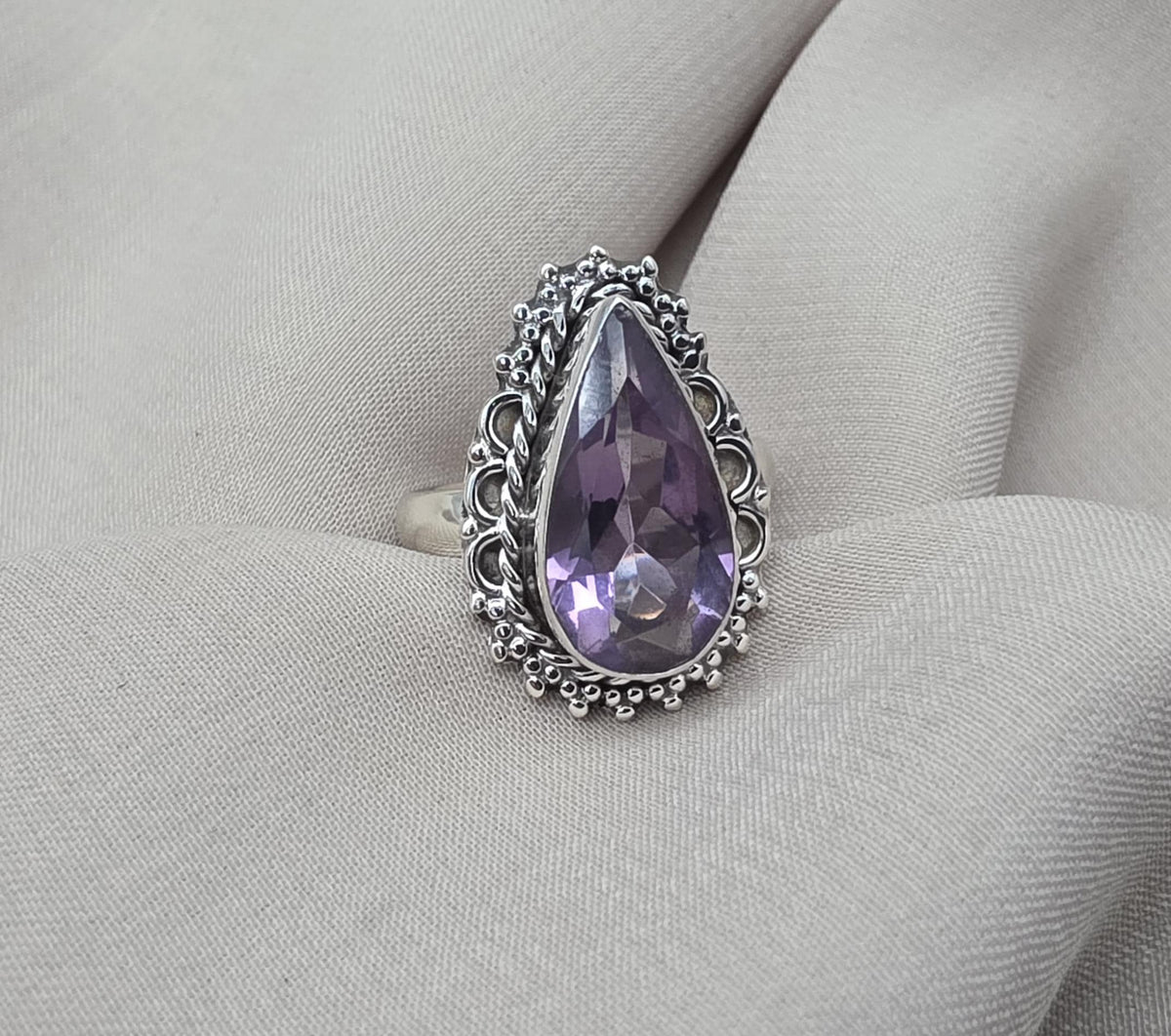 Amethyst Ring 925 Sterling Silver Natural Purple Gemstone Ring Handmade Jewelry February Birthstone