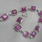 925 Sterling Silver Pink Ruby Bracelet Square Cut Gemstone Link Bracelet Gift for Her