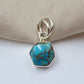 925 Sterling Silver Blue Copper Turquoise Hexagon Pendant Handmade Jewelry