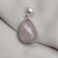 Rose Quartz Pendant: Teardrop Gemstone, 925 Sterling Silver Bezel Gift for Love