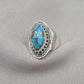 Blue Copper Turquoise Marquise Ring 925 Sterling Silver Statement Ring December Birthstone Gift