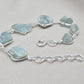 Raw Aquamarine Bracelet in 925 Sterling Silver Natural Blue Gemstone Jewelry