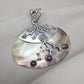 Mother of Pearl Silver Pendant Natural Ruby Cabochon Handmade 925 Sterling Silver Gemstone Jewelry