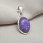 925 Sterling Silver Charoite Pendant: Purple Gemstone Necklace Handmade Jewelry