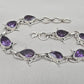 925 Sterling Silver Amethyst Bracelet Pear Shape Purple Gemstone Link Bracelet Gift for Her