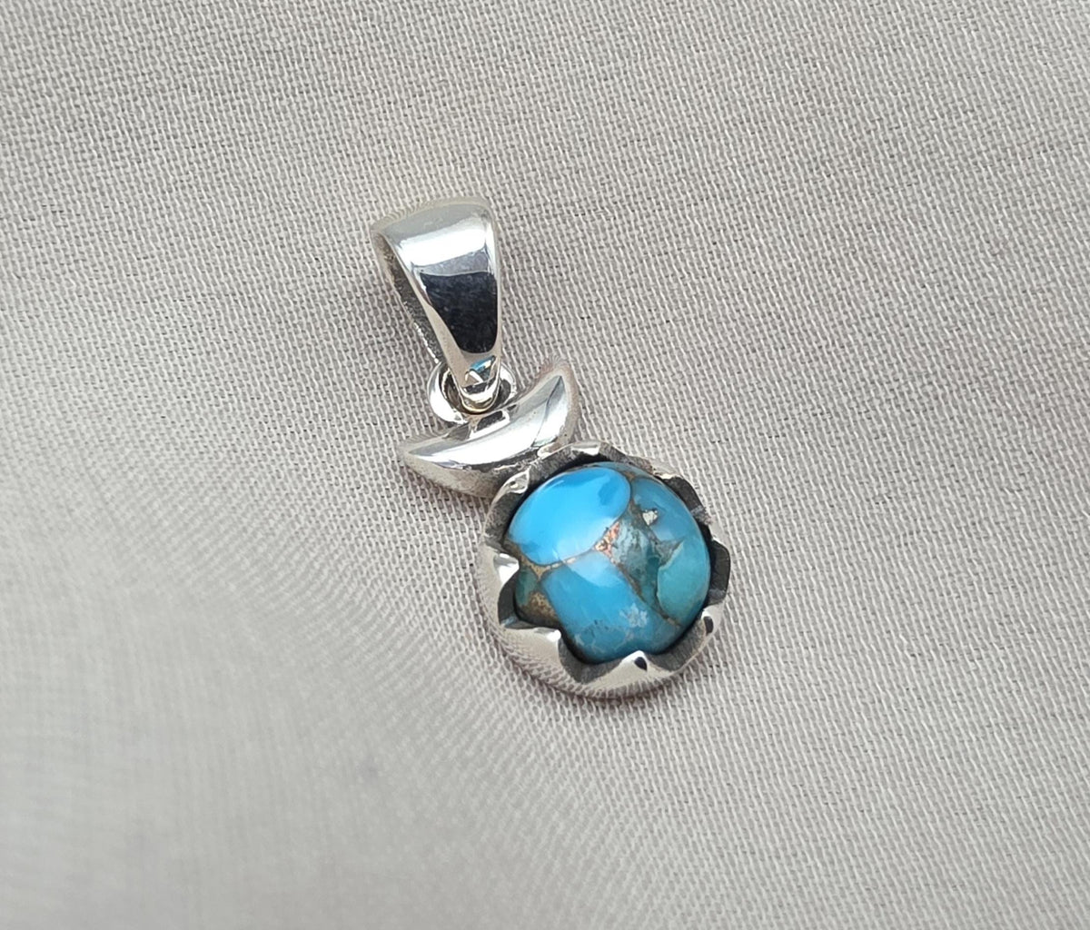Handmade 925 Sterling Silver Turquoise Pendant: Boho Gemstone Necklace