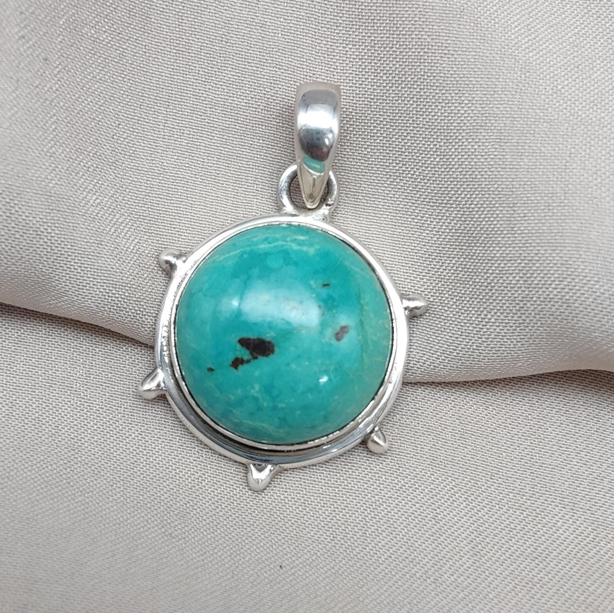 Tibetan Turquoise Pendant Necklace: 925 Silver Boho Healing Jewelry