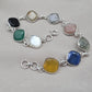 925 Sterling Silver Multi Stone Bracelet Natural Gemstone Cushion Link Jewelry
