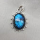Blue Flash Labradorite 925 Sterling Silver Pendant Boho Necklace