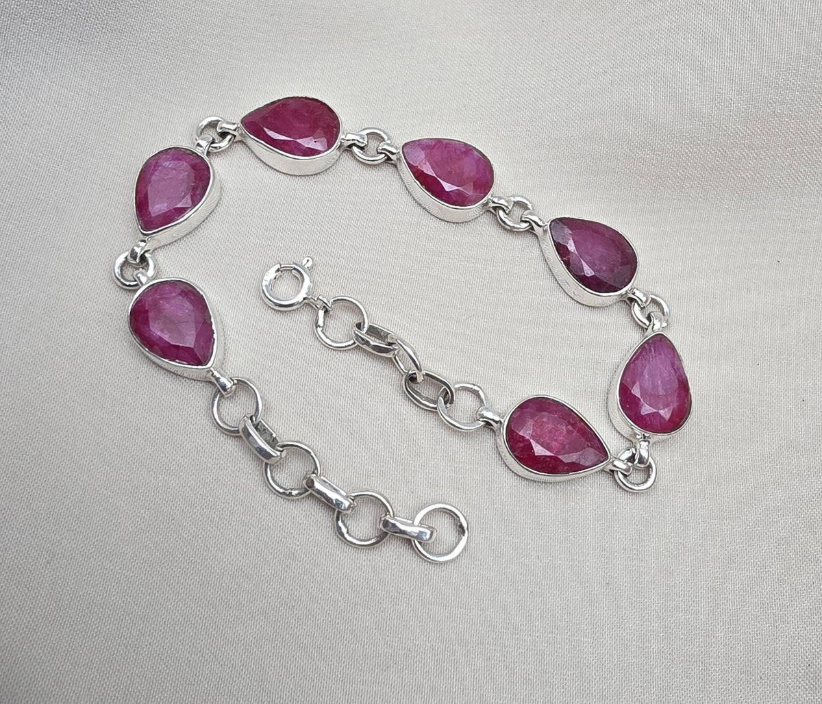 Ruby 925 Sterling Silver Bracelet Natural Handmade July Birthstone Jewelry