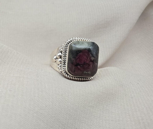 Eudialyte Ring 925 Sterling Silver Boho Statement Ring Gift for Her Crystal Healing Jewelry