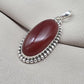 Handmade Red Onyx Sterling Silver Pendant - July Birthstone Necklace