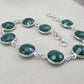 Green Onyx Bracelet 925 Sterling Silver Faceted Round Stone Link Bracelet Handmade Jewelry