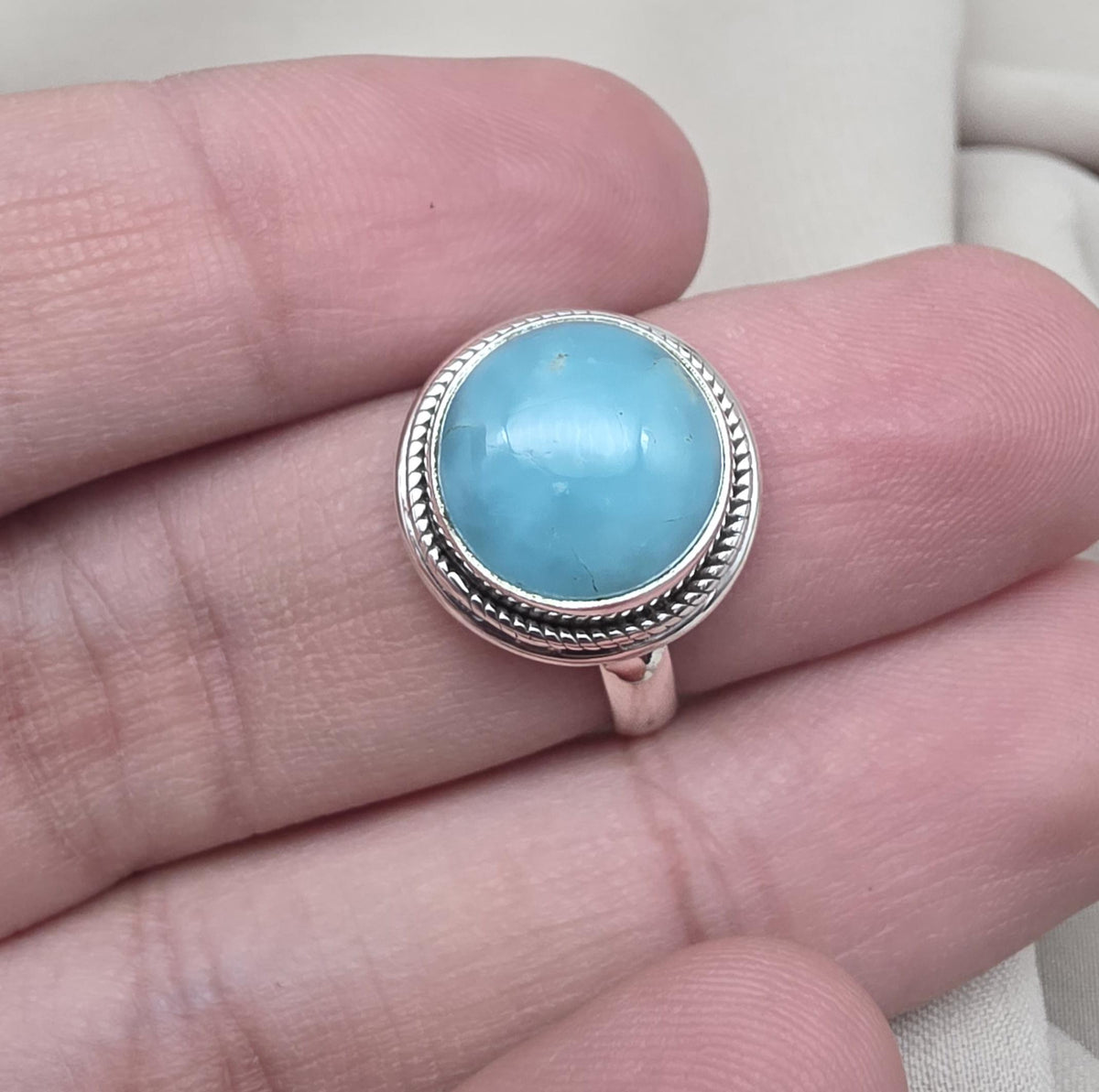 925 Sterling Silver Smithsonite Ring Natural Blue Gemstone Handmade Statement Ring