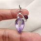 Amethyst Garnet Pendant: Teardrop Sterling Silver Gemstone Jewelry