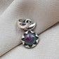 925 Sterling Silver Ruby Zoisite Pendant Natural Round Cabochon Gemstone Floral Necklace Charm
