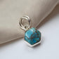 925 Sterling Silver Blue Copper Turquoise Hexagon Pendant Handmade Jewelry