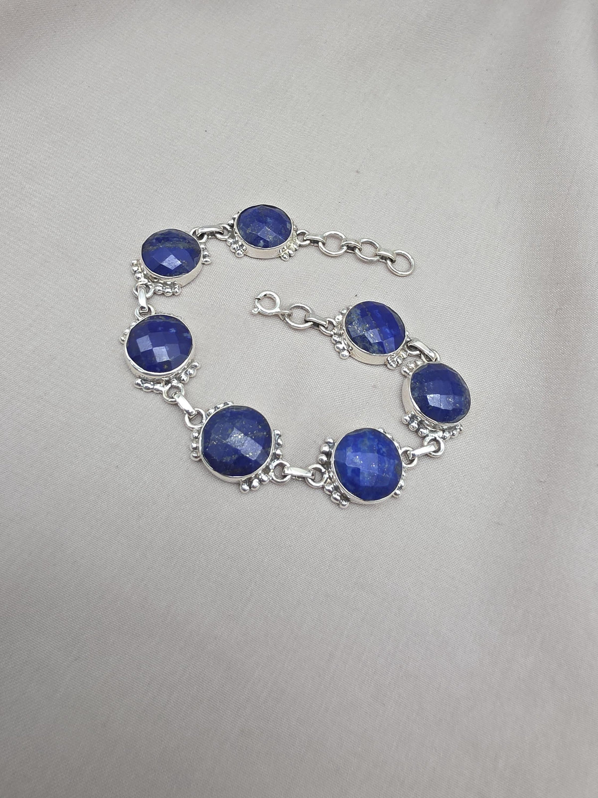 925 Sterling Silver Lapis Lazuli Bracelet Blue Gemstone Jewelry Statement Bracelet Gift for Her