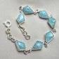 925 Sterling Silver Amazonite Bracelet Geometric Link Bracelet Blue Gemstone Jewelry