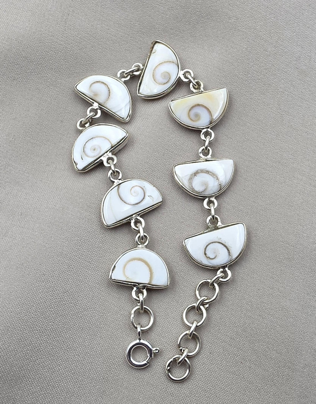 925 Sterling Silver Shiva Eye Shell Bracelet Link Bracelet Gemstone Jewelry Gift for Her