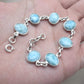 Natural Larimar Handmade  Bracelet : 925 Sterling Silver Blue Gemstone Adjustable Bracelet