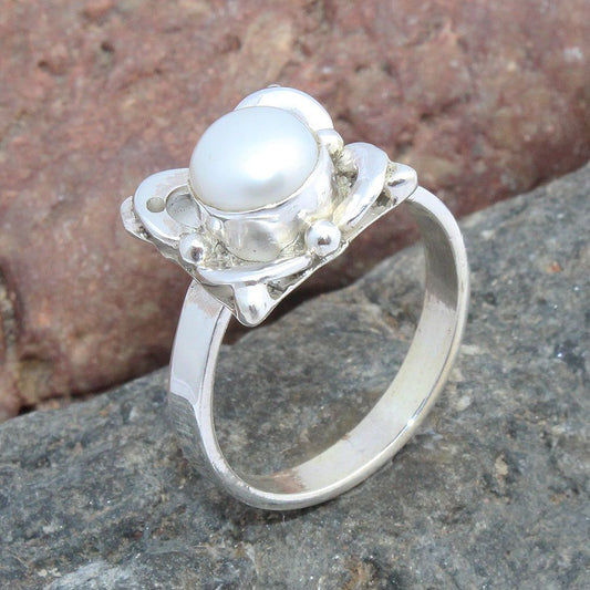 925 SOLID STERLING SILVER NATURAL Mother of Pearl GEMSTONES HANDMADE RING, ALL SIZES AVAILABLE