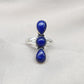 Lapis Lazuli Ring 925 Sterling Silver Triple Stone Boho Jewelry Antique Gift For Her