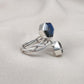 Labradorite & Green Amethyst 925 Sterling Silver Ring: Adjustable Double Stone