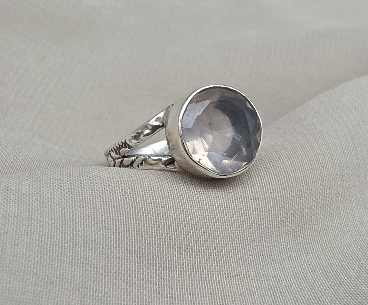 Rose Quartz 925 Sterling Silver Ring: Handmade Boho Gemstone Jewelry