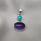 Amethyst Turquoise Pendant: Handmade 925 Sterling Silver Boho Necklace