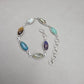 925 Sterling Silver Boho Bracelet Multi Gemstone Colorful Statement Jewelry