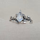 925 Sterling Silver Moonstone Ring Marquise Gemstone Leaf Ring Boho Dainty Jewelry Gift for Her
