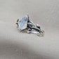 925 Sterling Silver Moonstone Ring Marquise Gemstone Leaf Ring Boho Dainty Jewelry Gift for Her