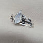 925 Sterling Silver Moonstone Ring Marquise Gemstone Leaf Ring Boho Dainty Jewelry Gift for Her