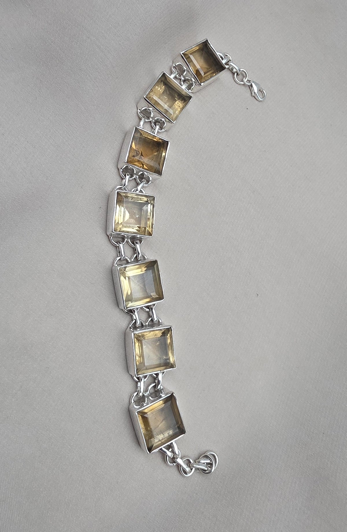 Citrine 925 Sterling Silver Bracelet Natural Gemstone Handmade Jewelry