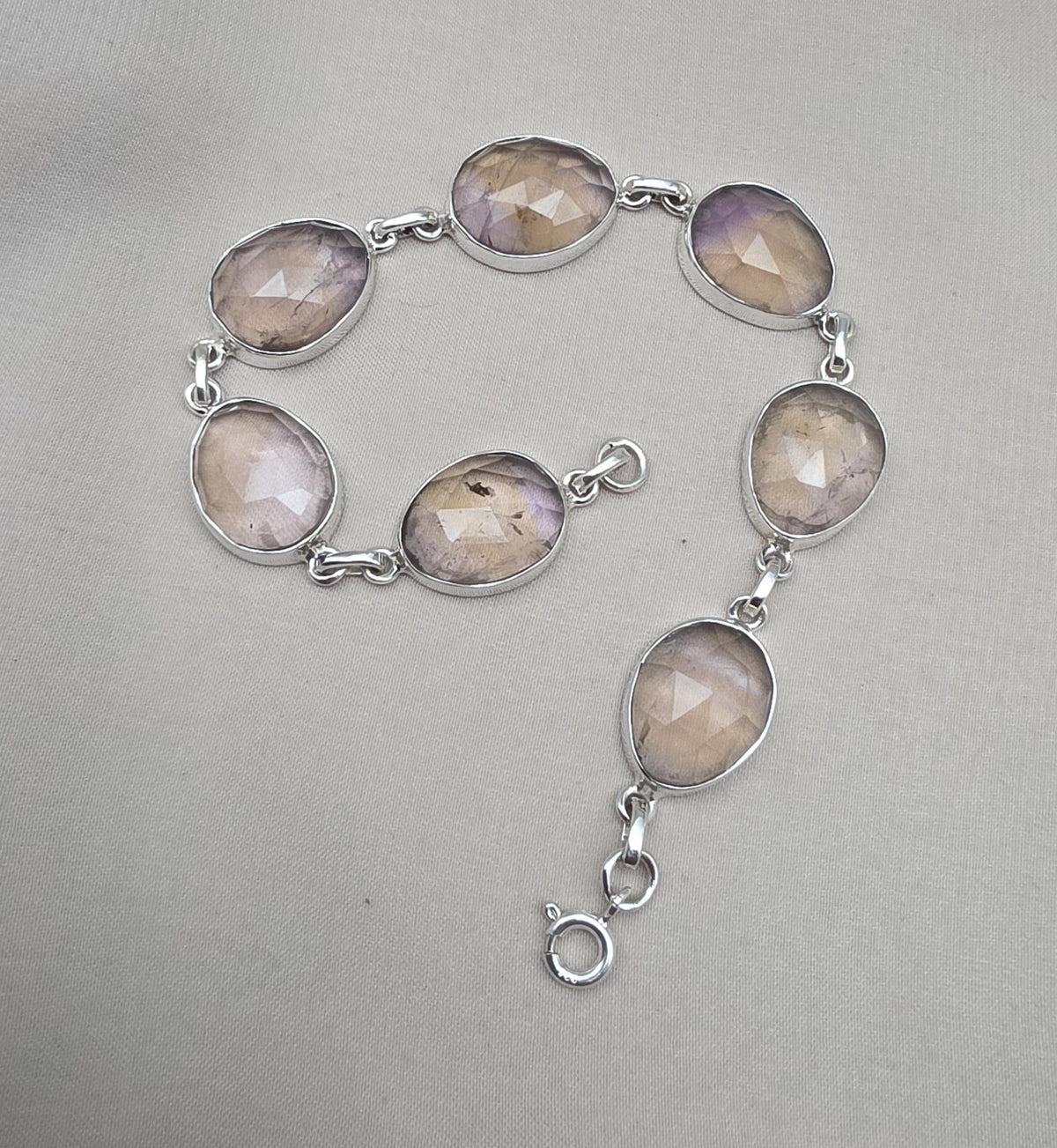 925 Sterling Silver Ametrine Bracelet Natural Faceted Gemstone Jewelry Adjustable Bracelet